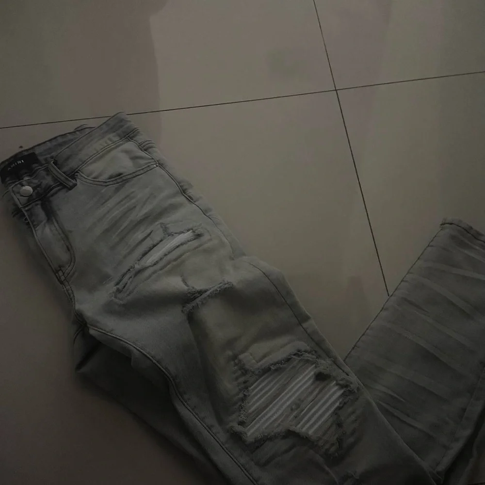 Amiri MX1 Clay Indigo Blue White Leather Patch - Picture 3 of 3